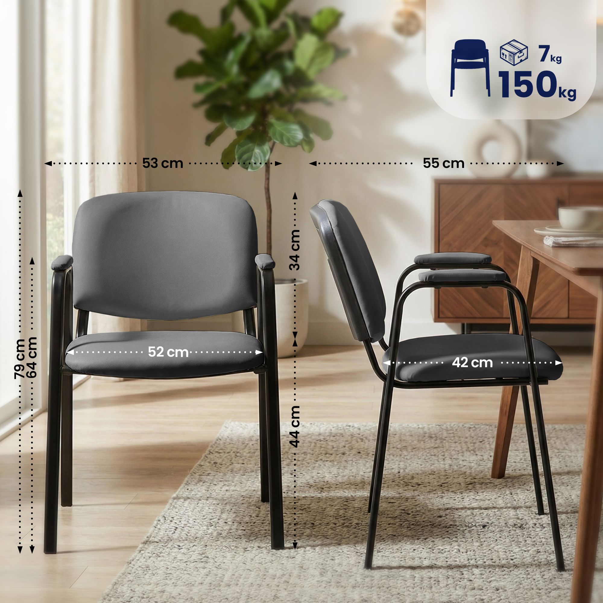 Set van 4 stapelstoelen Ken Pro kunstleer