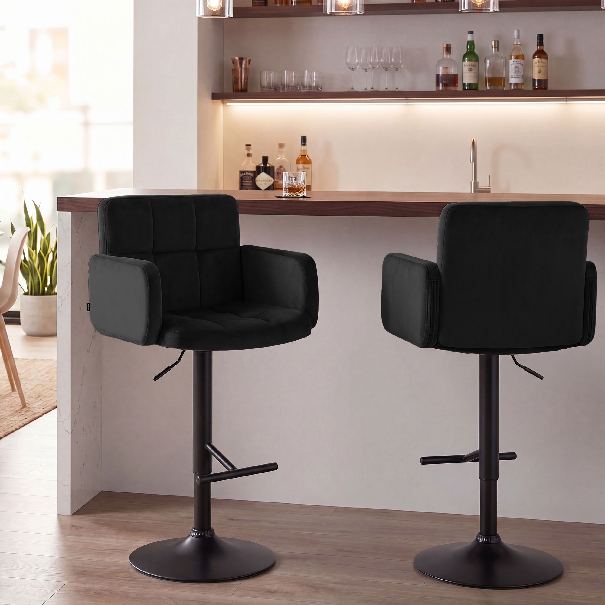2er Set barkrukken Los Angeles fluweel