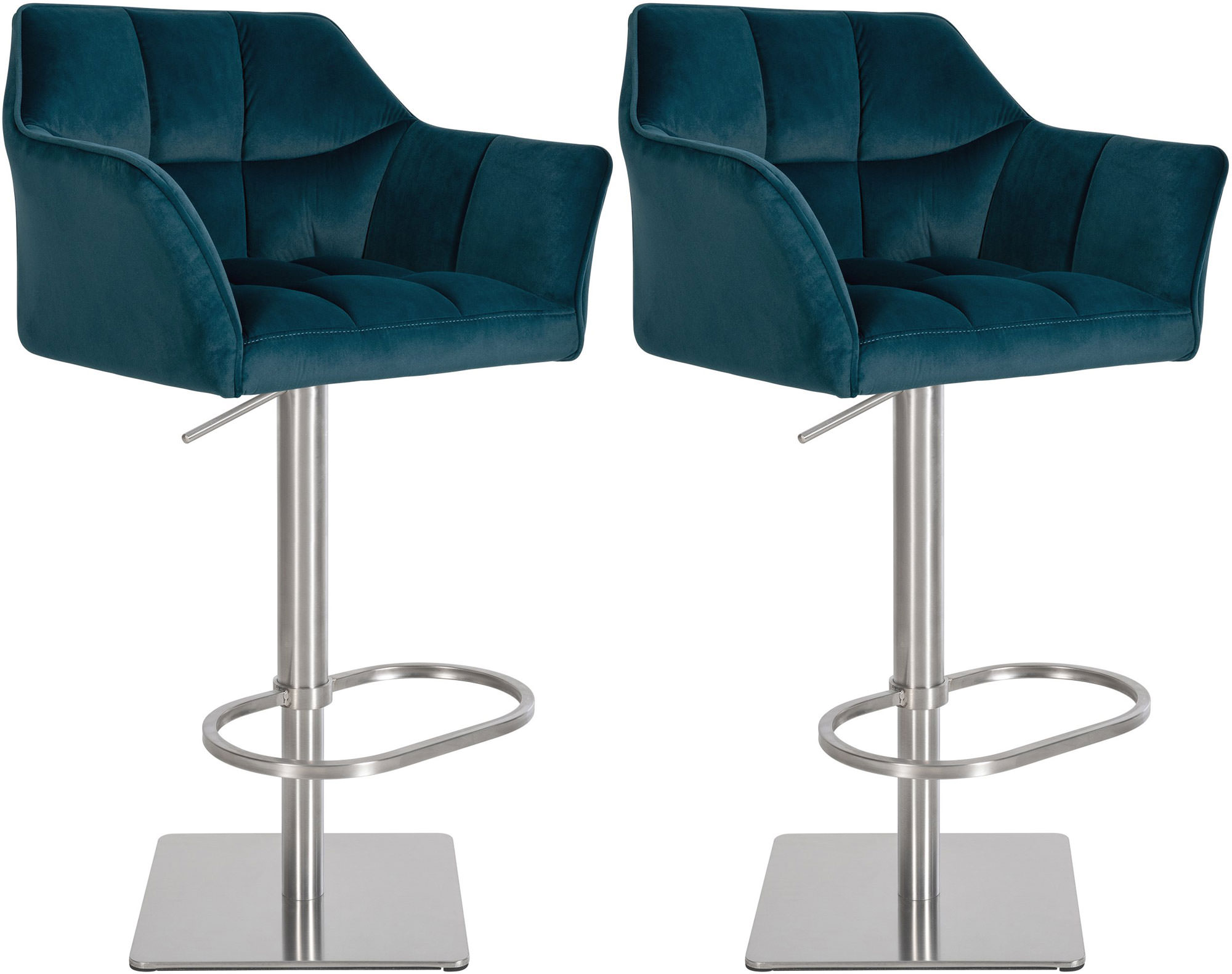 Set van 2 barkrukken Damaso met fluwelen bekleding