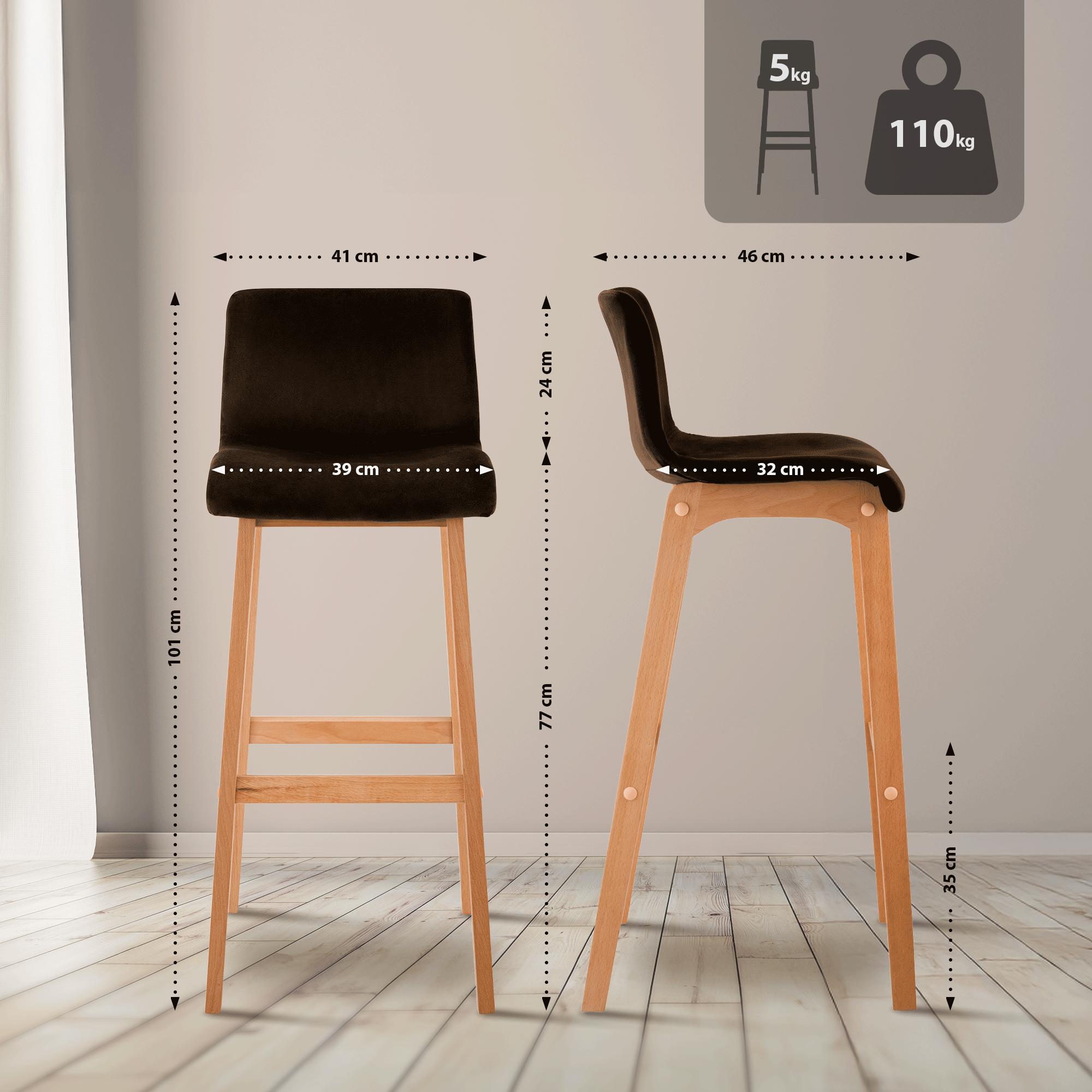 Barkruk Hover Fluweel Vierpoots frame Natura