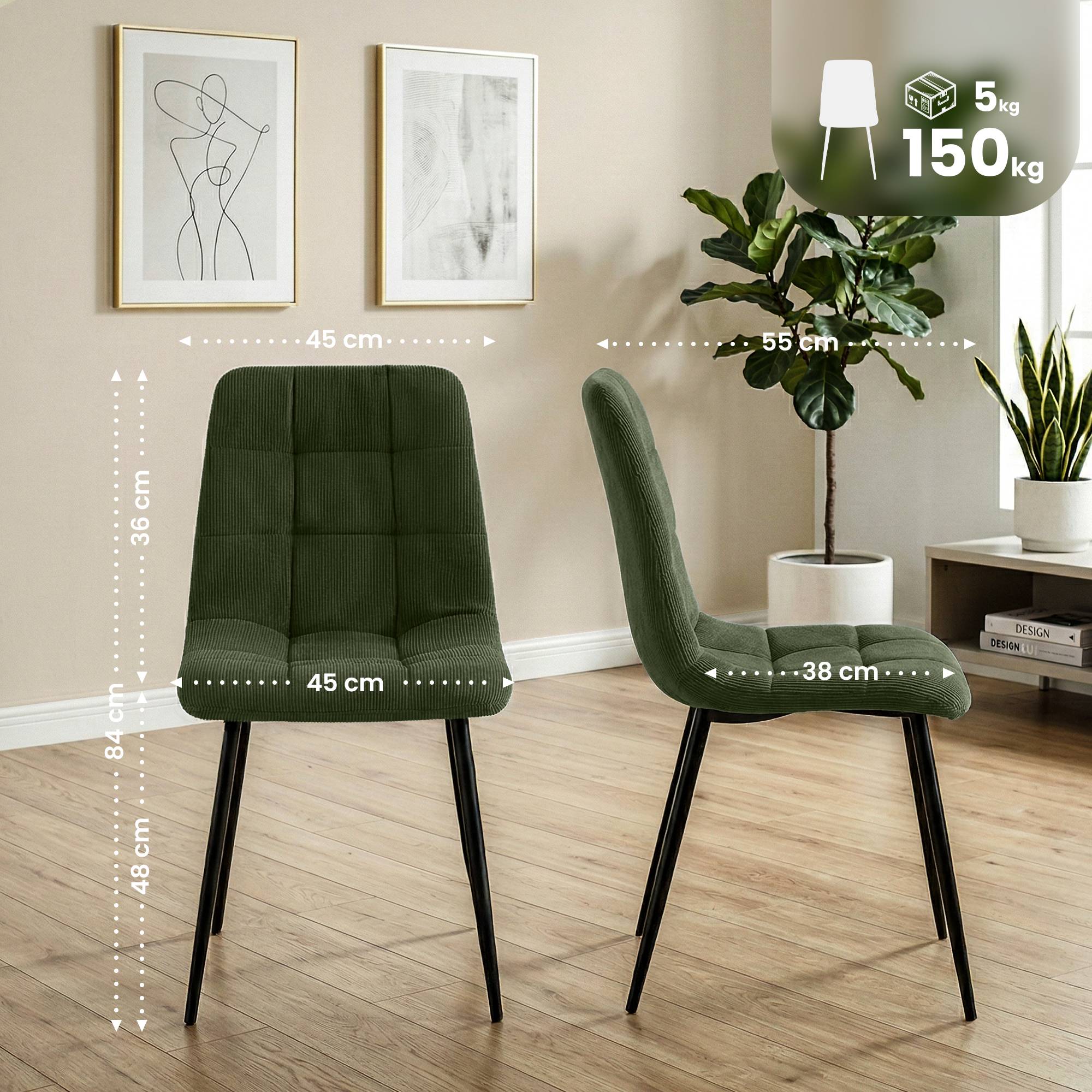 Set van 2 eetkamerstoelen Antibes ribstof