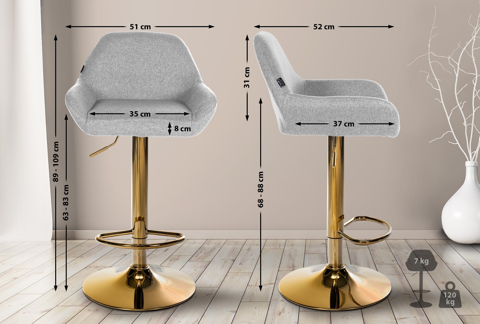 Set van 2 barkrukken Braga Gold stof