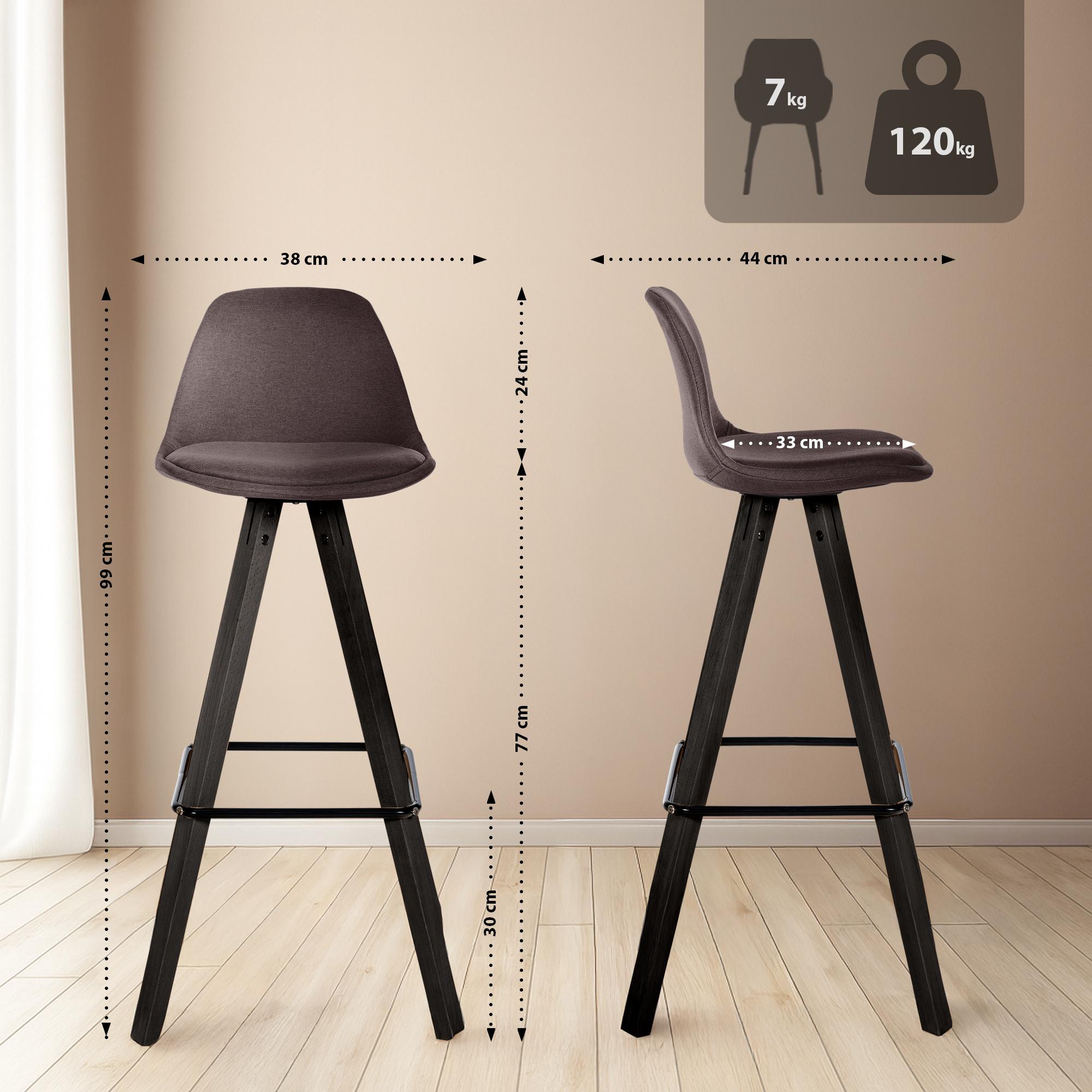 2er Set barkrukken Corbin stof Square