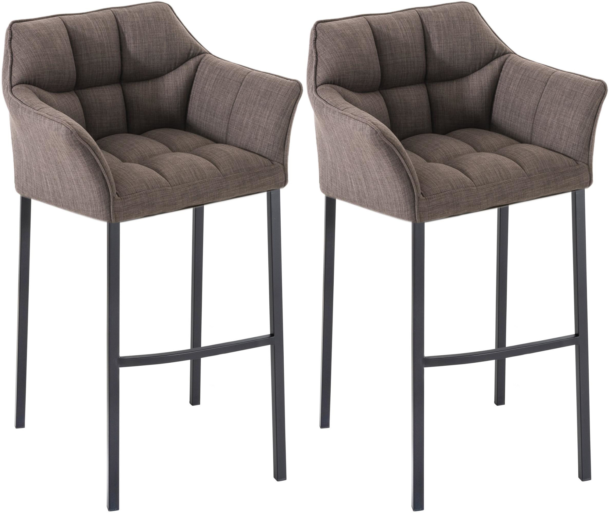 2-delige set barkrukken Damaso stof met vierpootsframe
