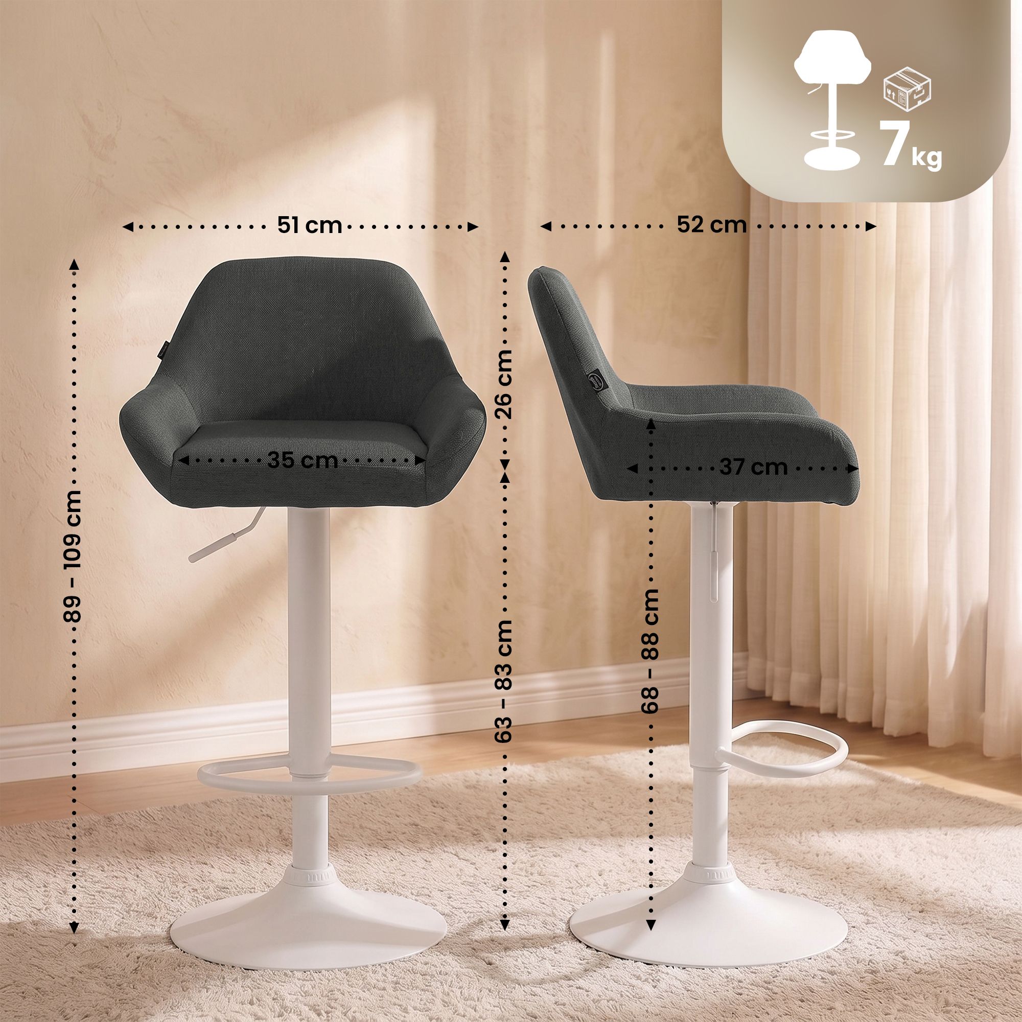 Set van 2 Barstoelen Braga Stof