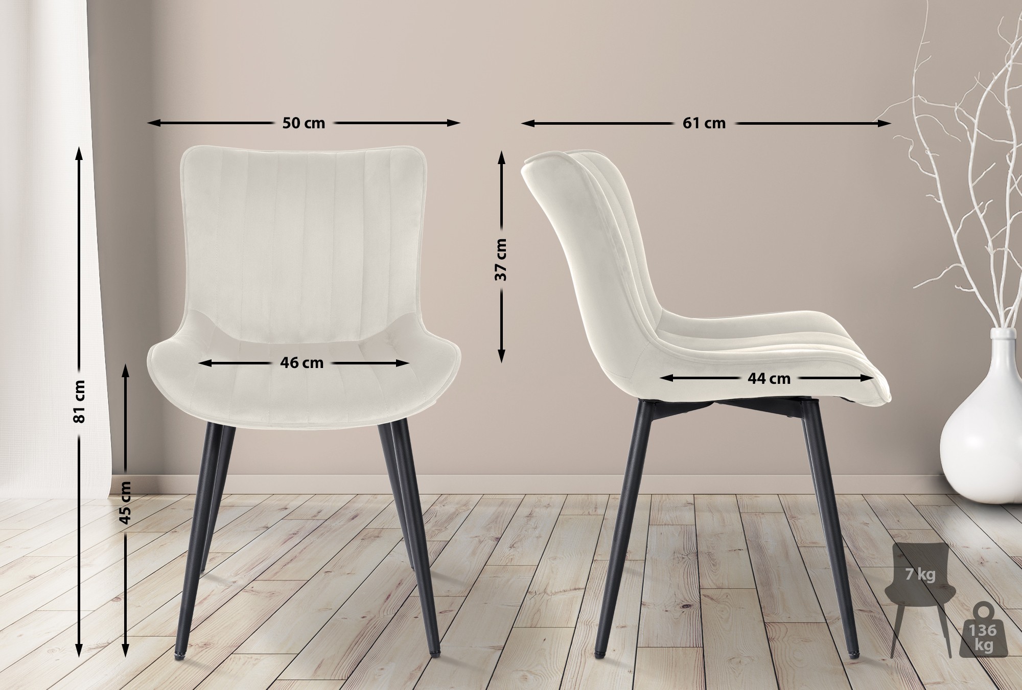 Set van 2 eetkamerstoelen Largo