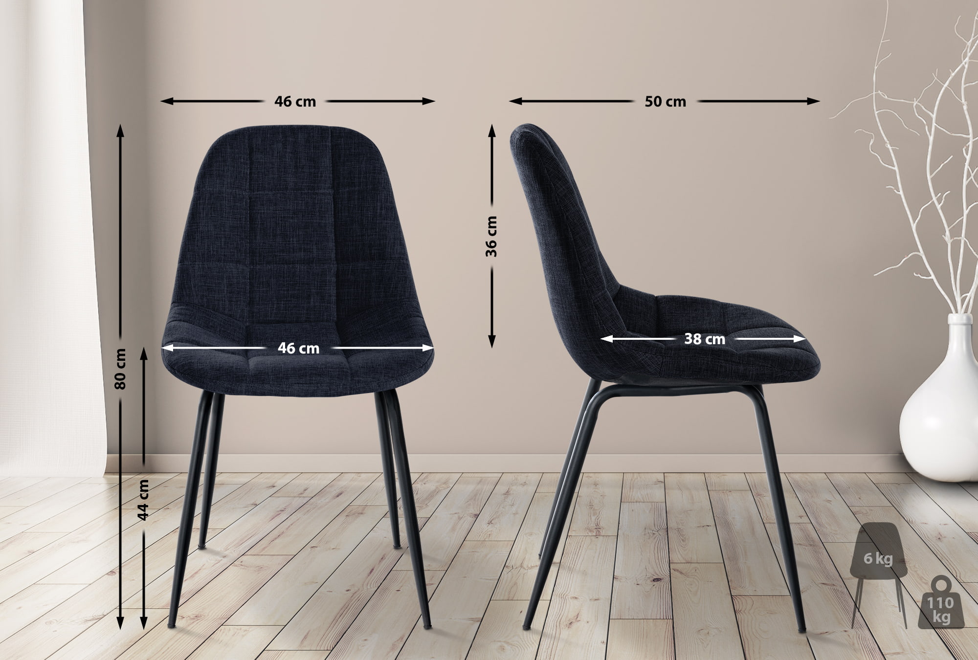 Set van 2 Eetkamerstoelen Tom