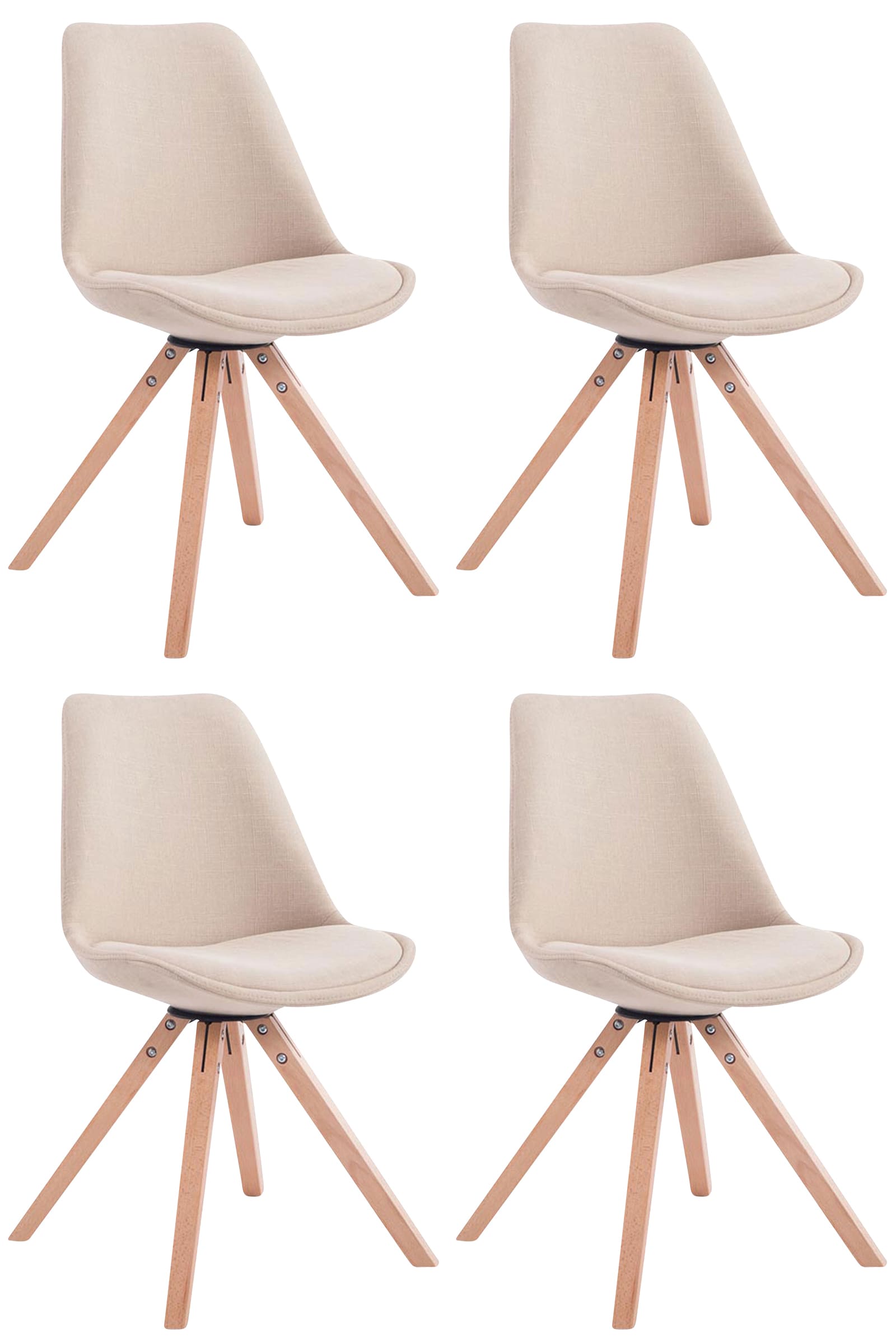 Set van 4 eetkamerstoelen Toulouse stof vierkant
