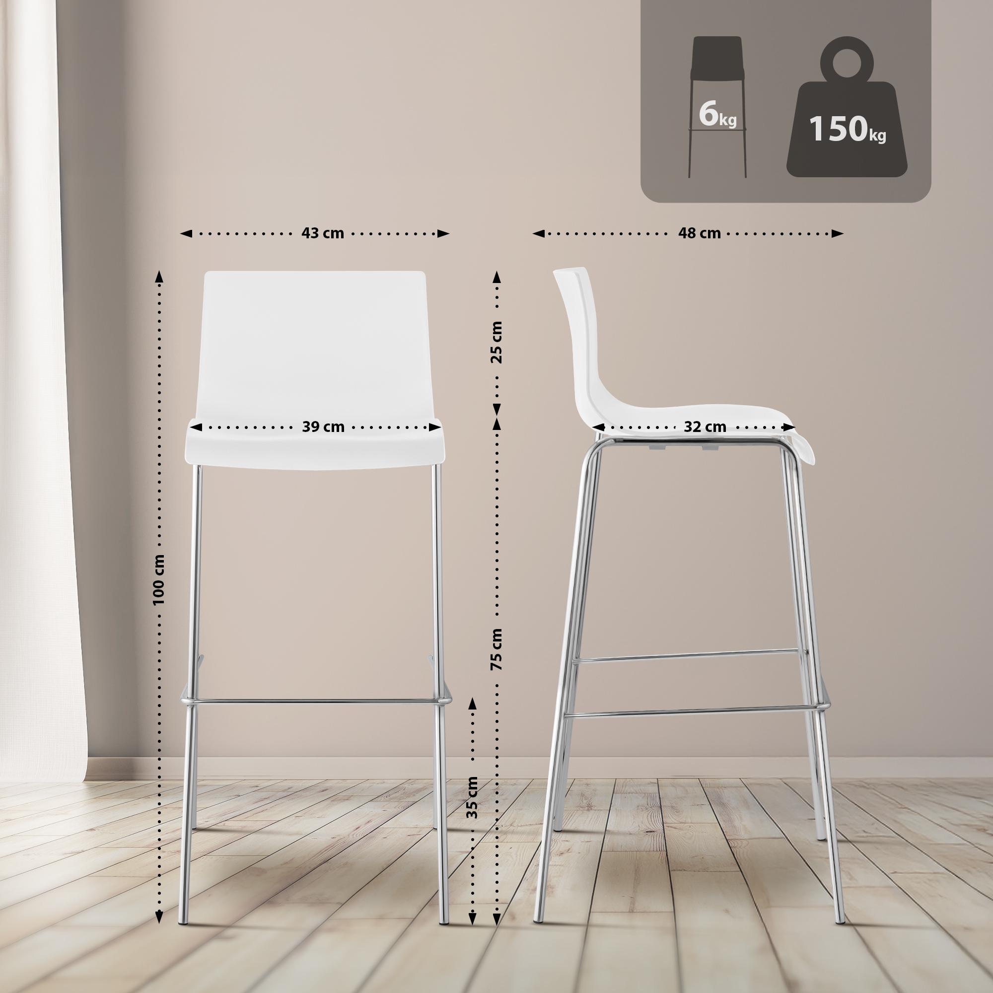 Barkruk Hover kunststof 4-potig frame