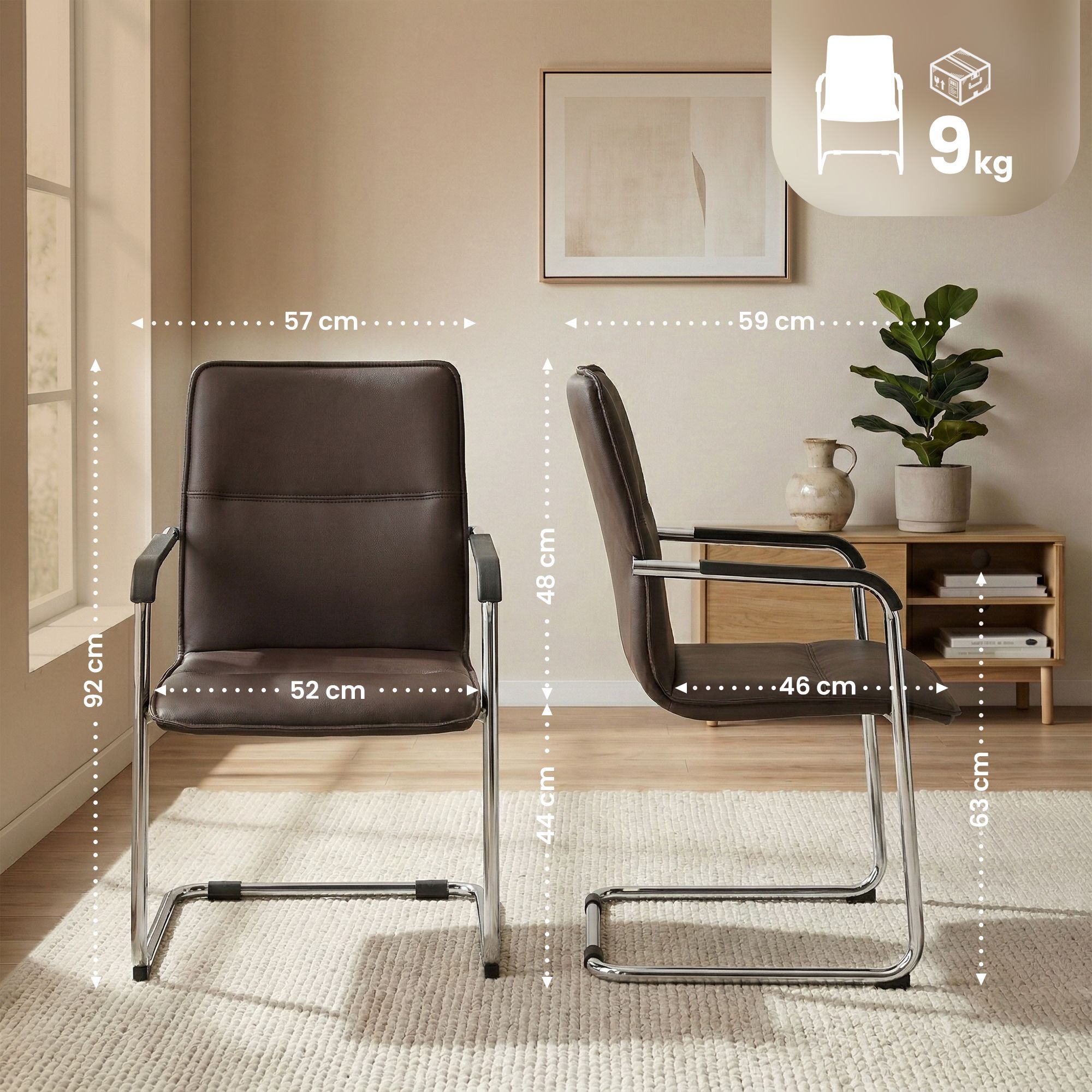 2-delige set sledestoelen Seattle van kunstleer