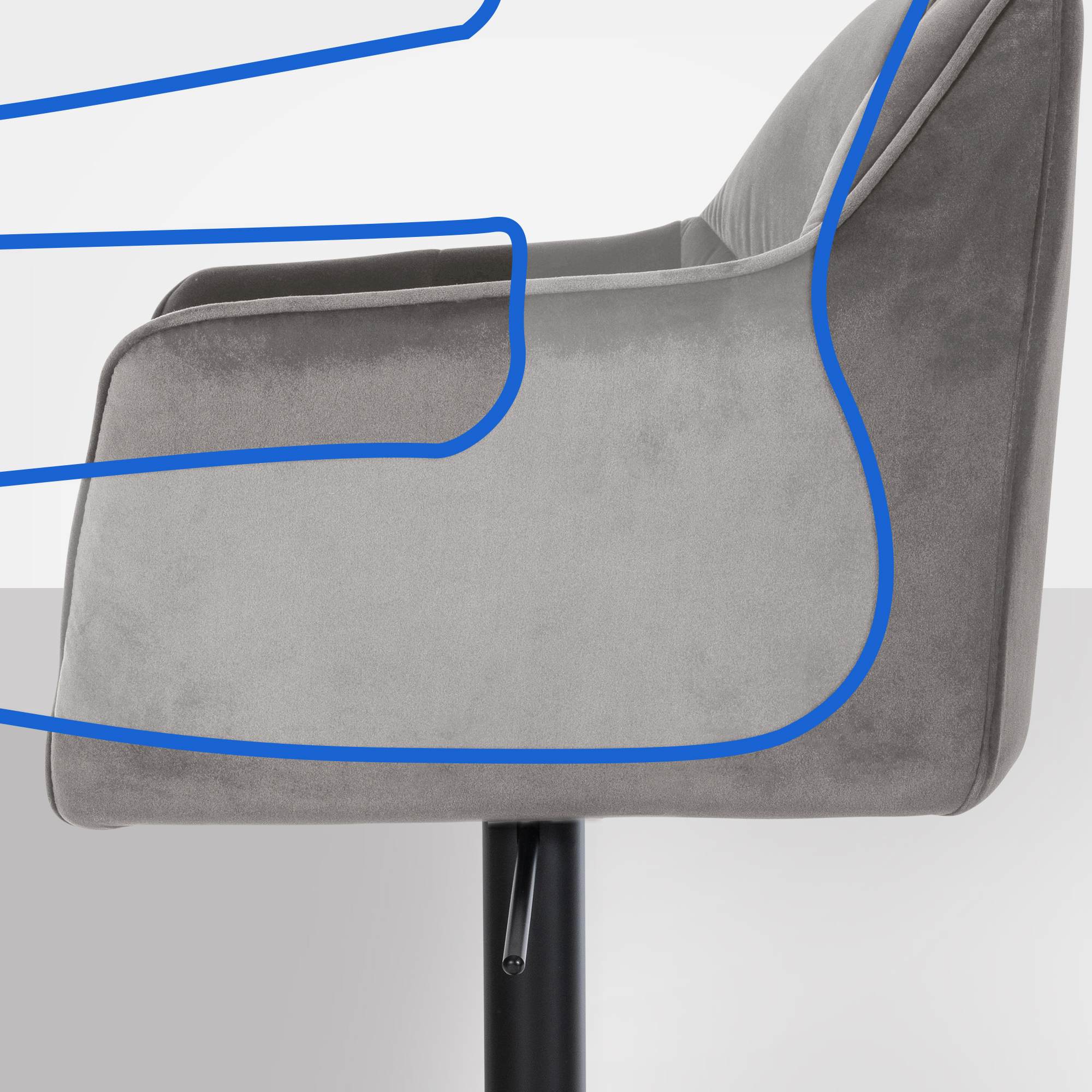 Set van 2 barkrukken Damaso met fluwelen bekleding