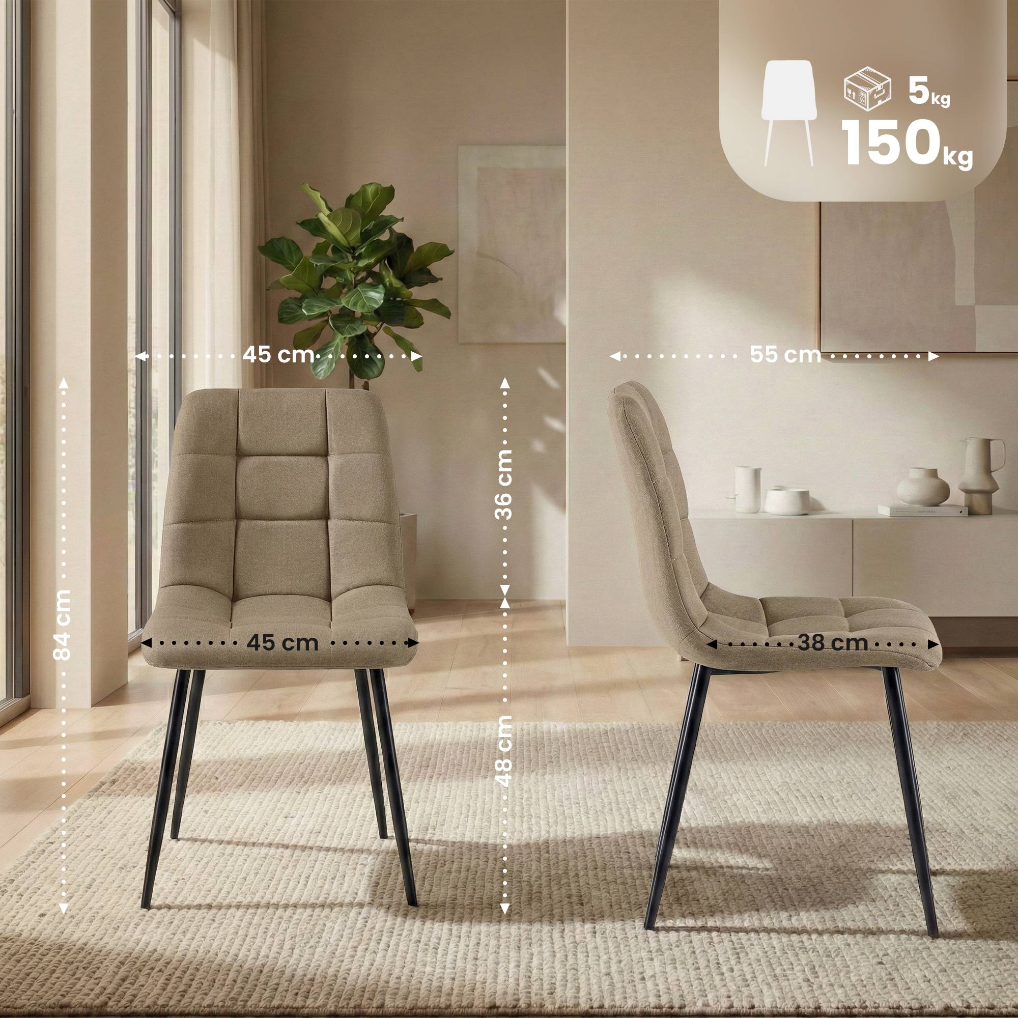 Set van 4 eetkamerstoelen Antibes stof