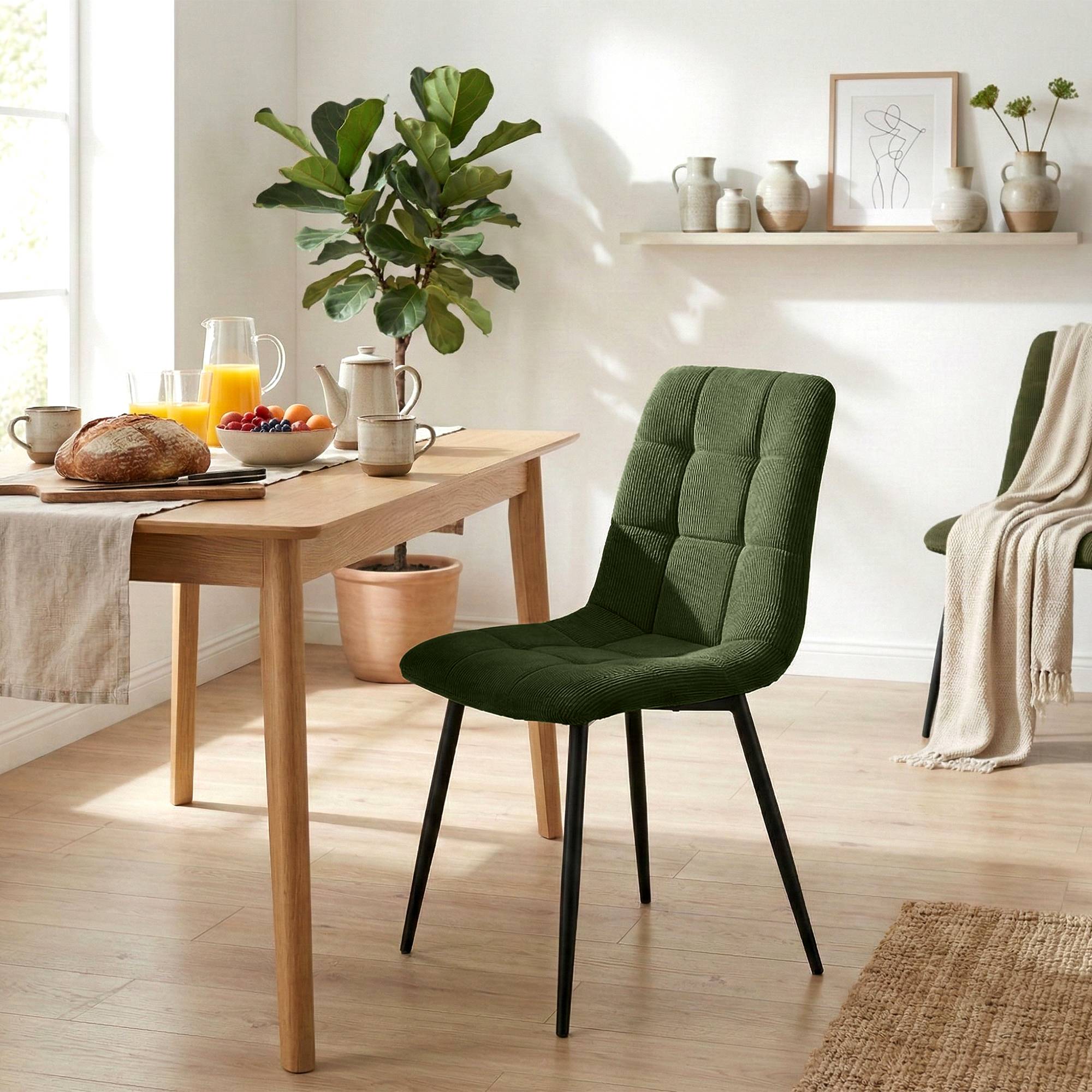 Set van 2 eetkamerstoelen Antibes ribstof
