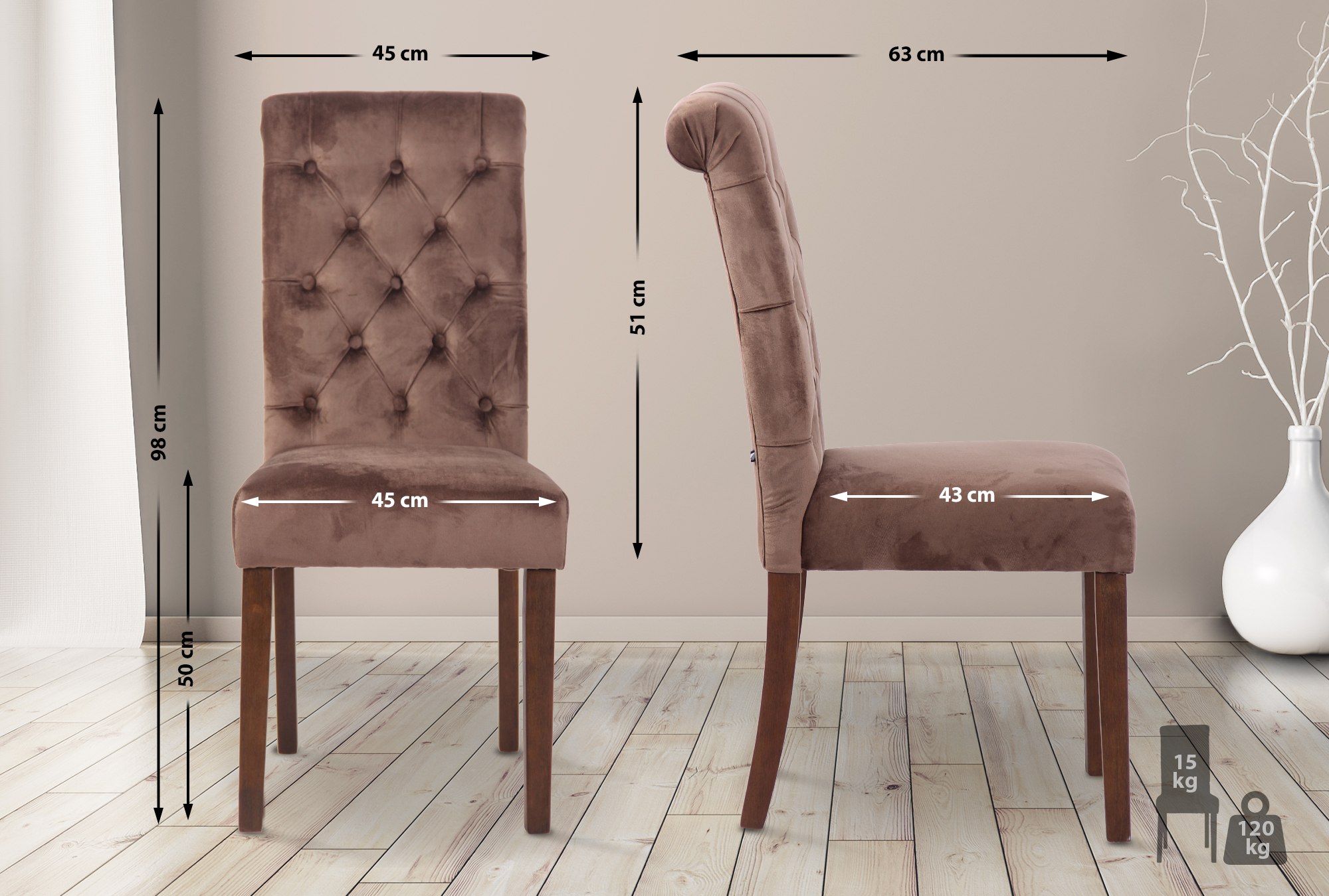 Set van 2 Lisburn eetkamerstoelen