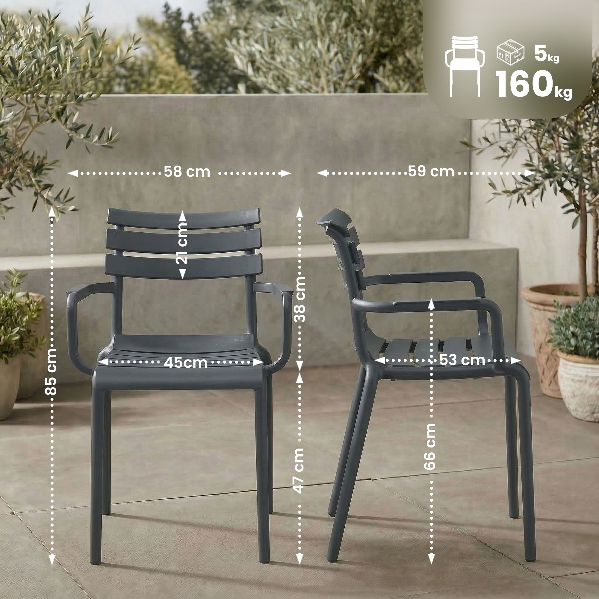 Set van 6 tuinstoelen Paris