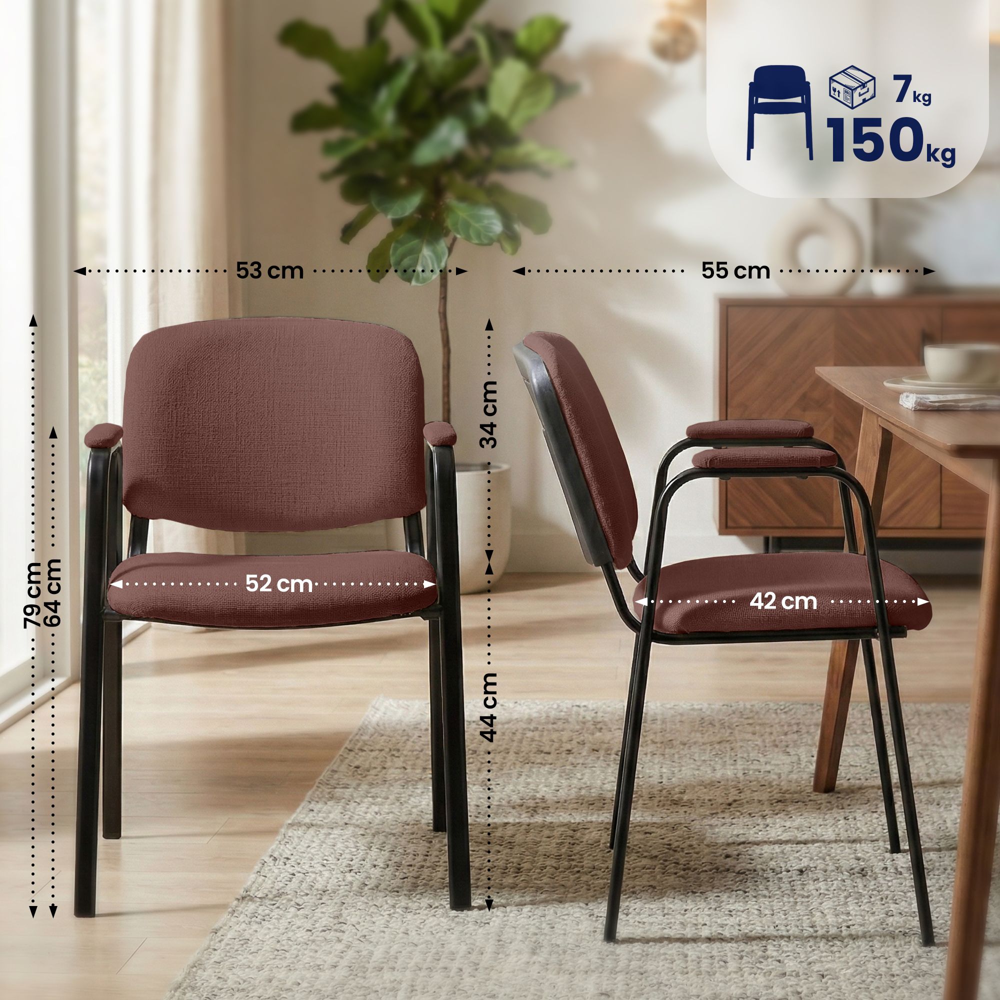Set van 4 stapelstoelen Ken Pro stof