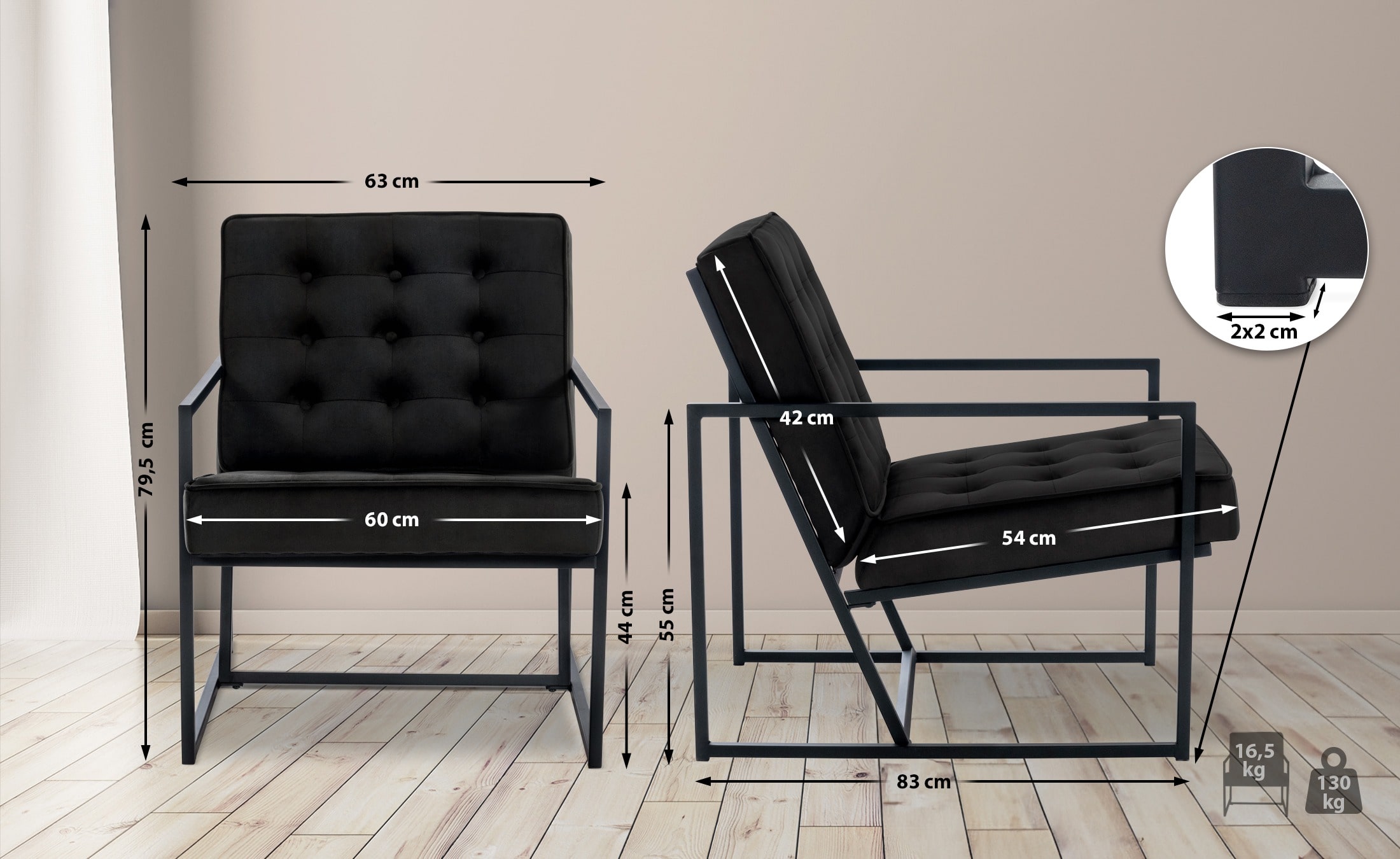 Lounger Avon Fluweel