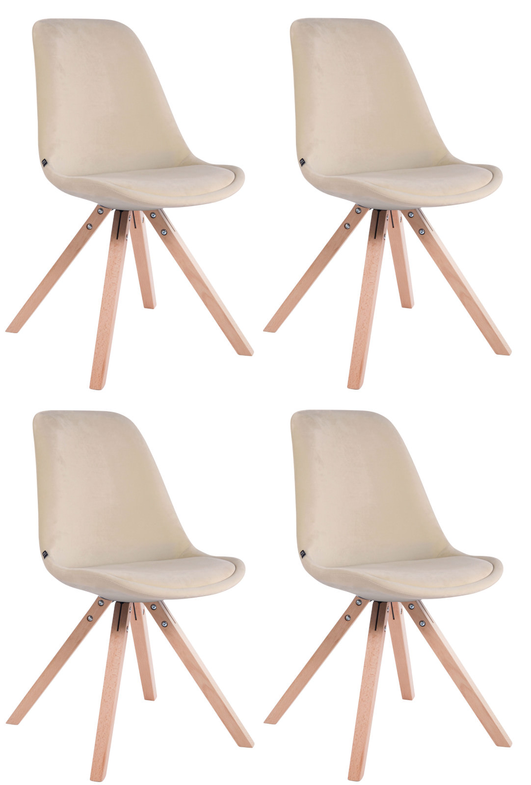 Set van 4 Stoelen Toulouse Vierkant frame - Fluweel