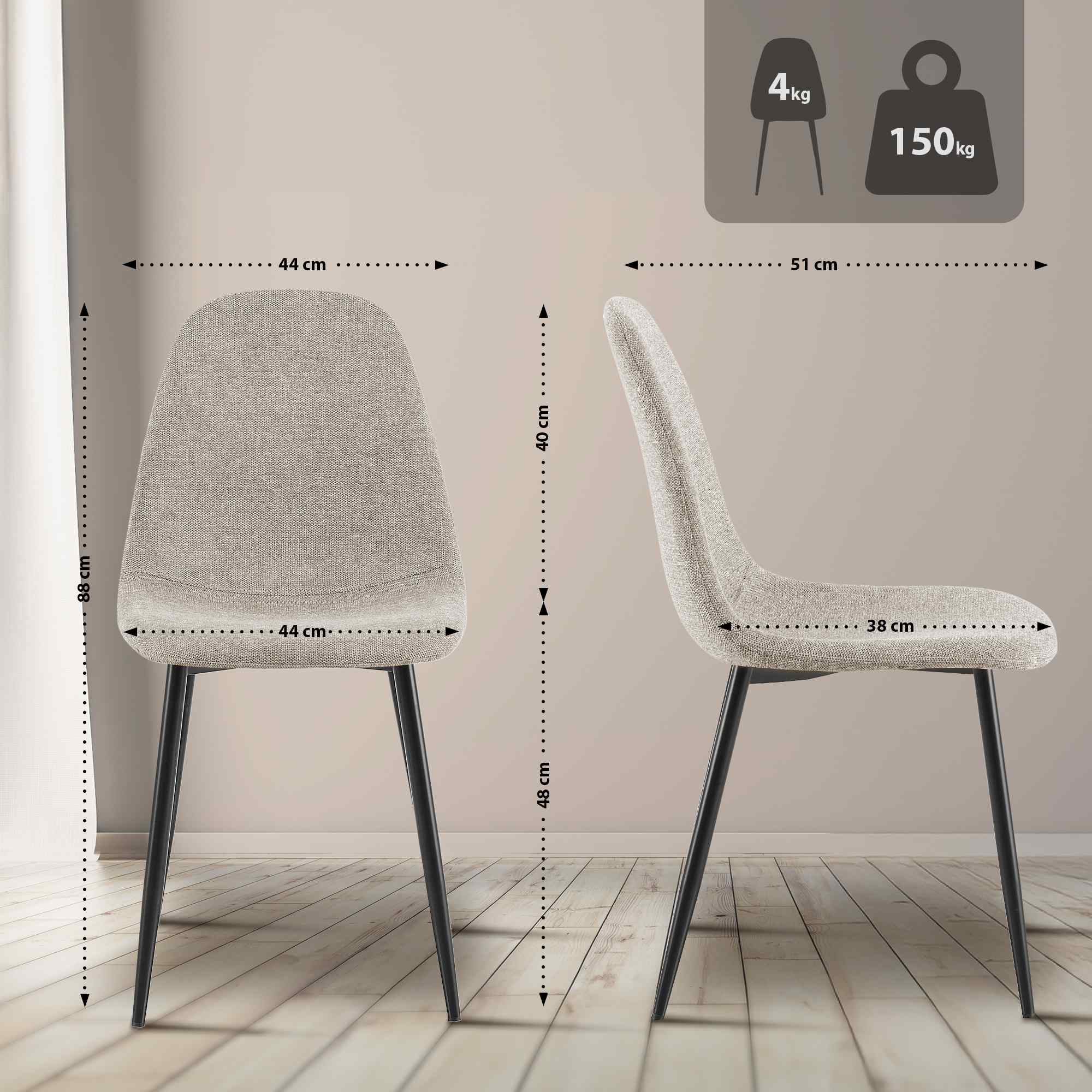 4-delige set eetkamerstoelen Napier