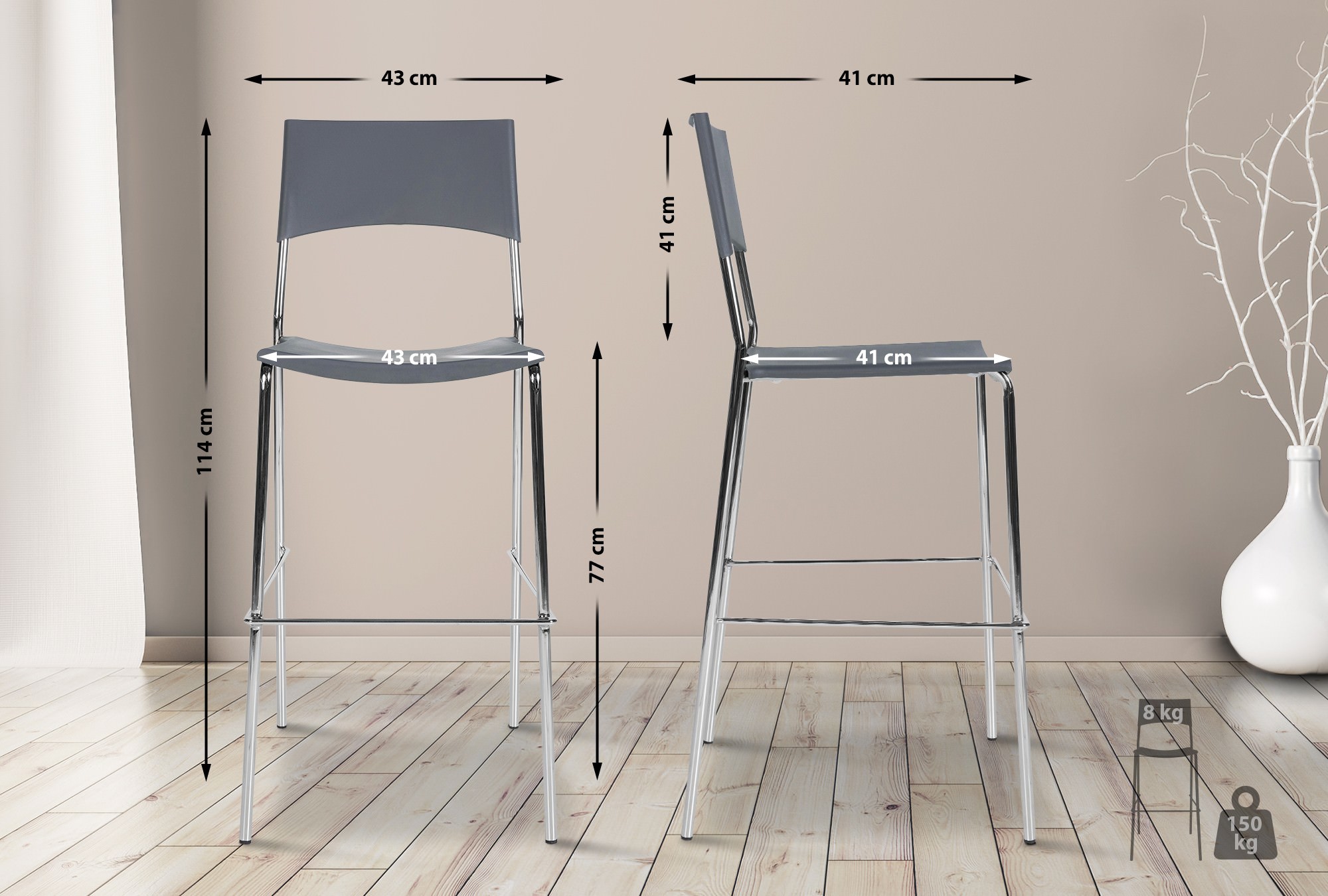 Set van 4 barkrukken Genua