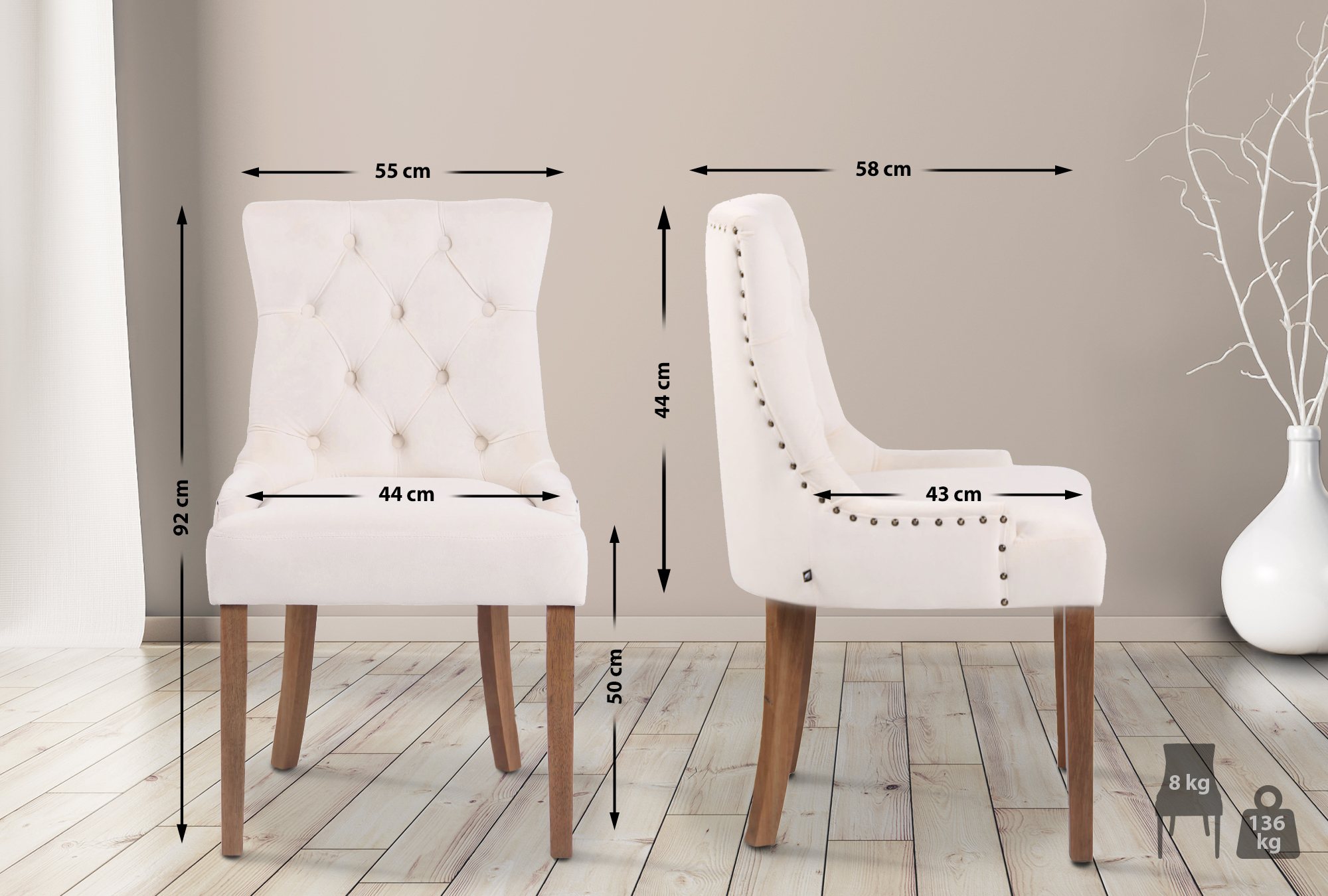 Set van 4 eetkamerstoelen Aberdeen Fluweel