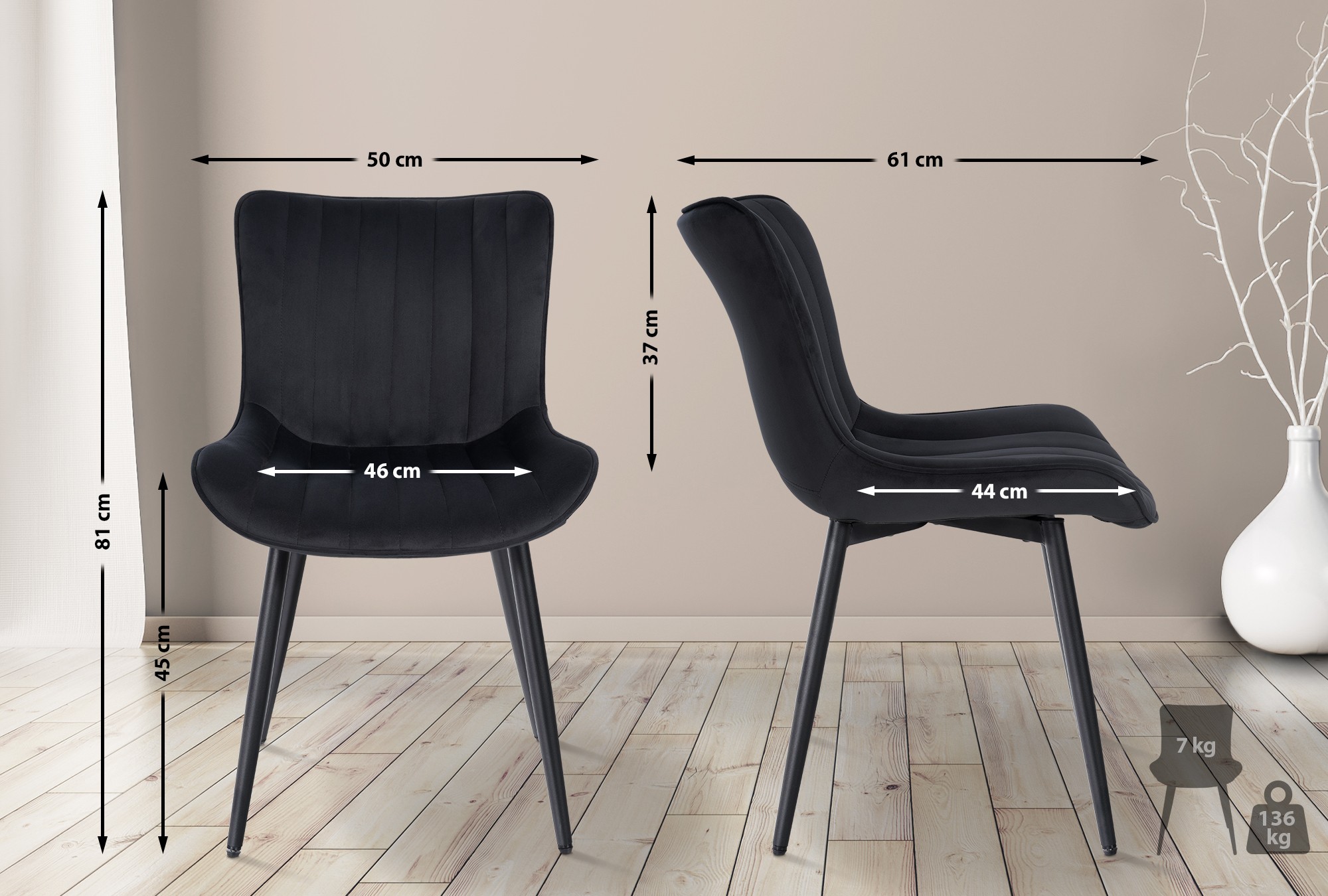 Set van 2 eetkamerstoelen Largo