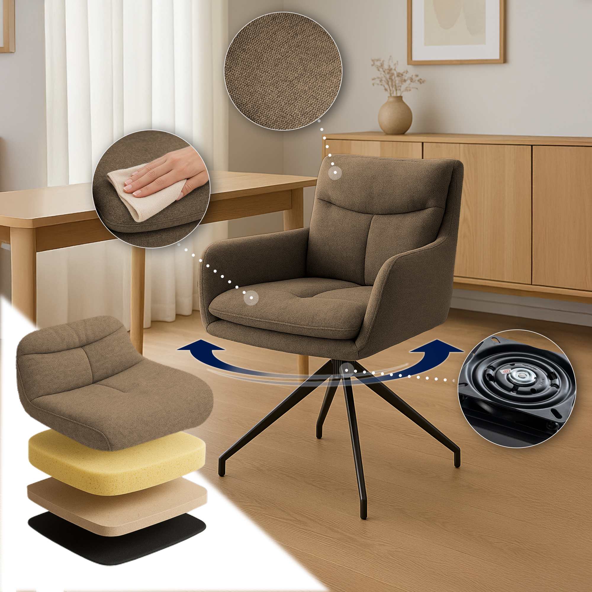 Set van 2 eetkamerstoelen Somers stof