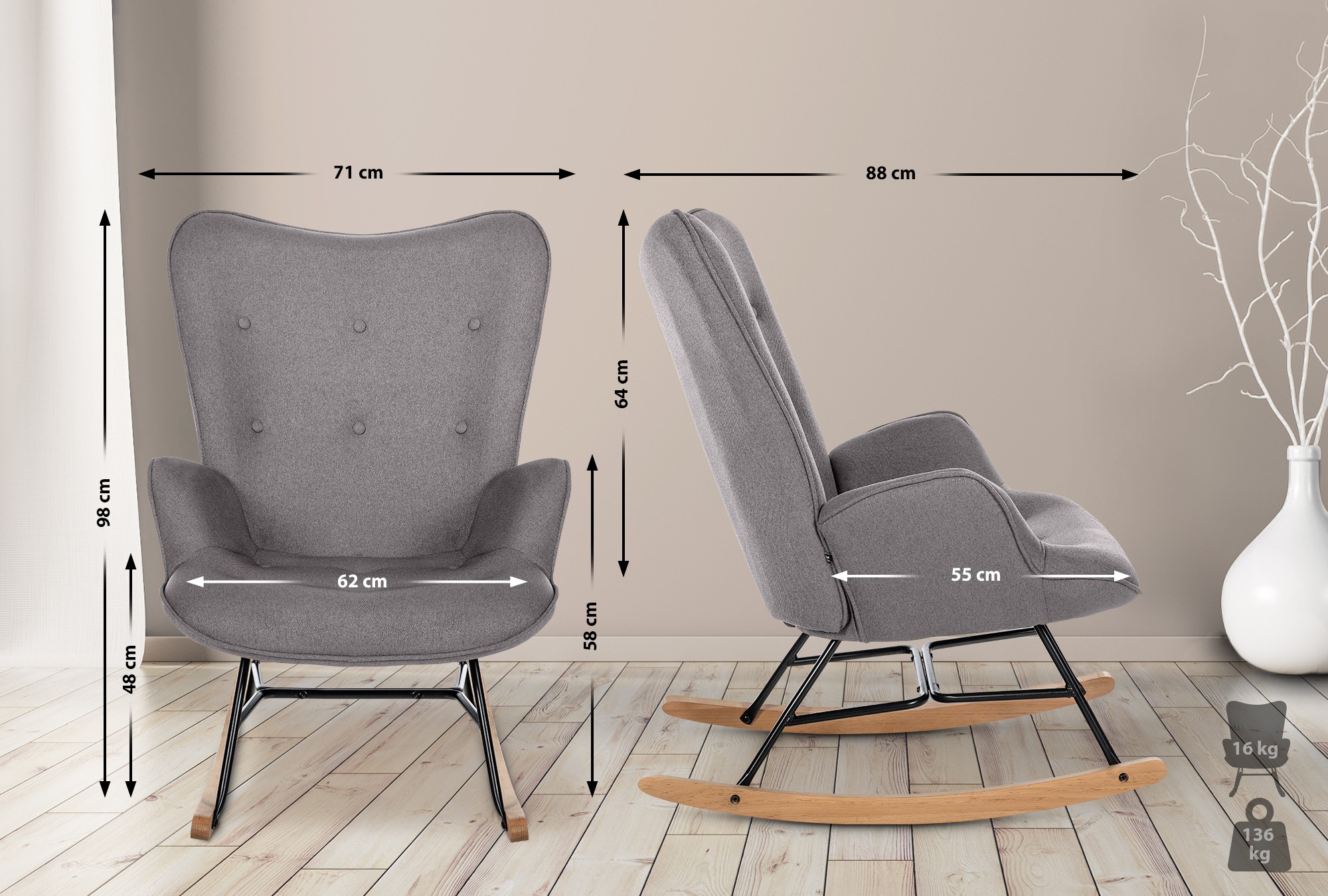 Schommelstoel Sanka Stof