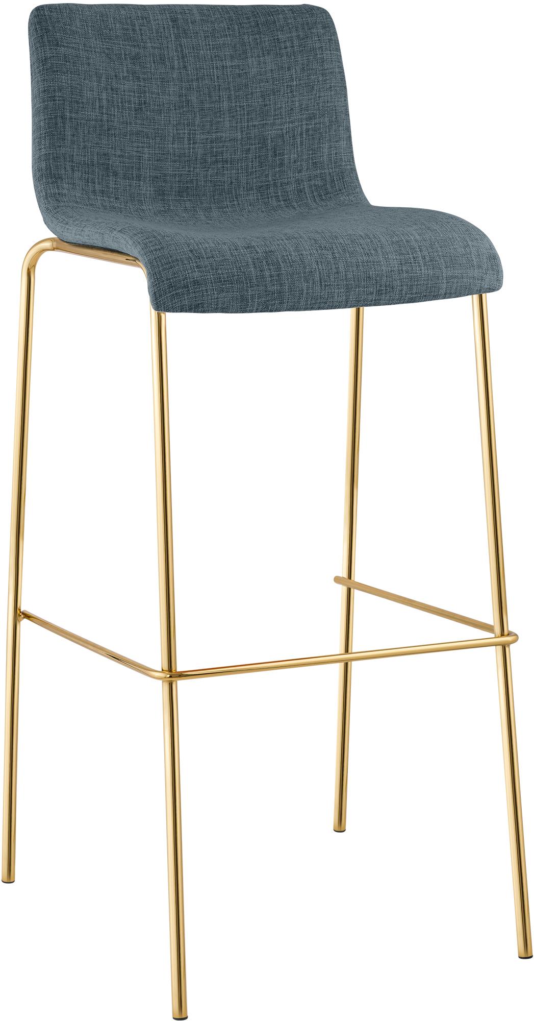 Barkruk Hover stof met vierpootsframe in goudkleur