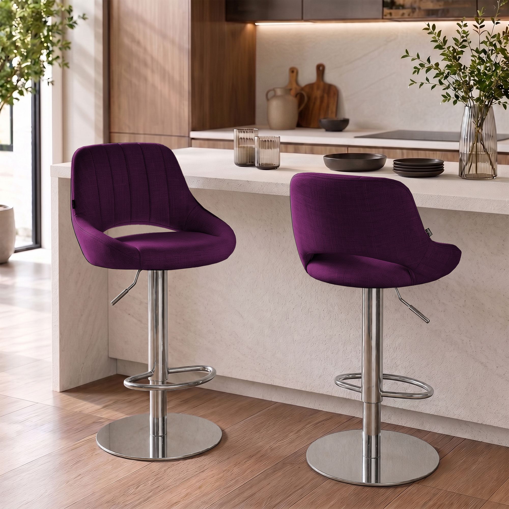 Set van 2 barkrukken Milet chroom met extra zware voet