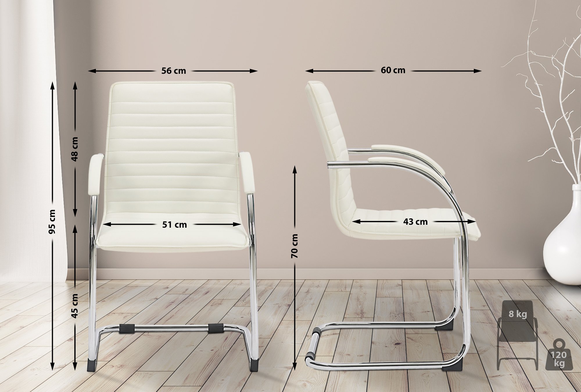 Set van 2 Eetkamerstoelen Tira kunstleer