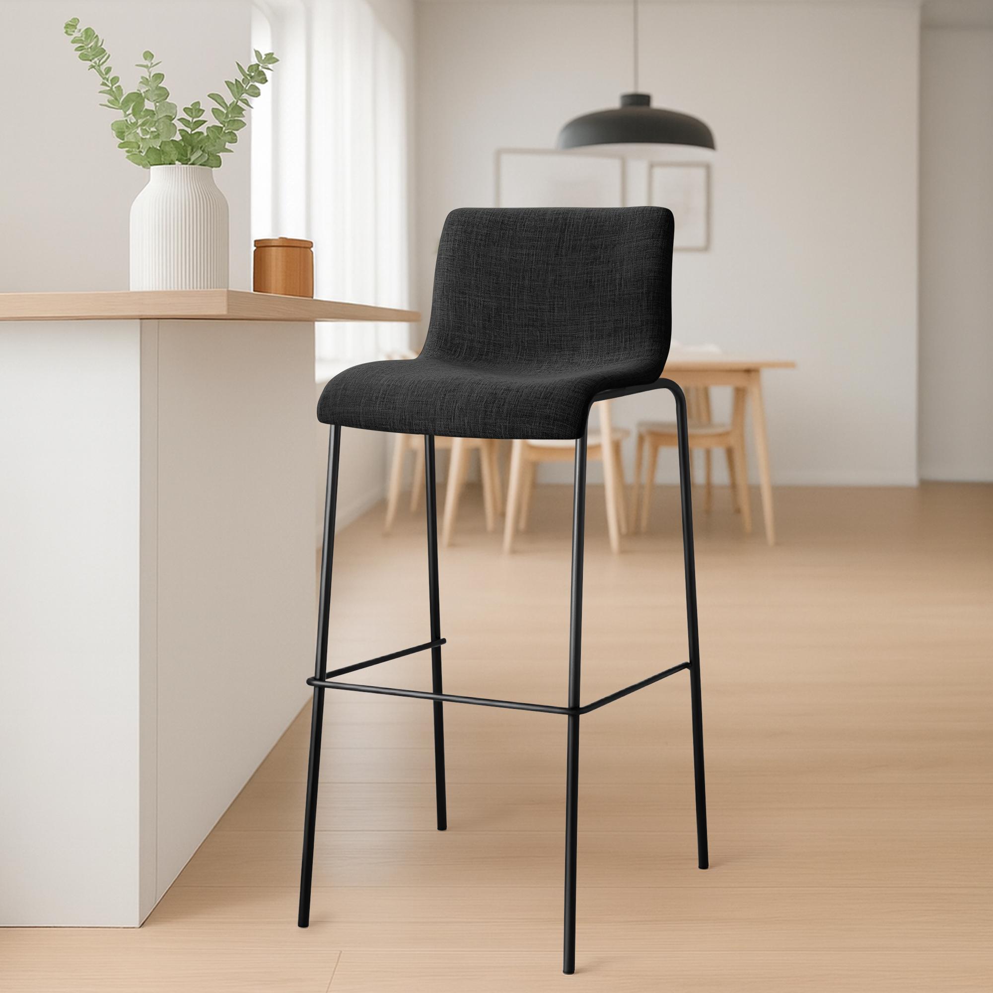 Set van 2 barstoelen Hover, stof, 4-poots onderstel