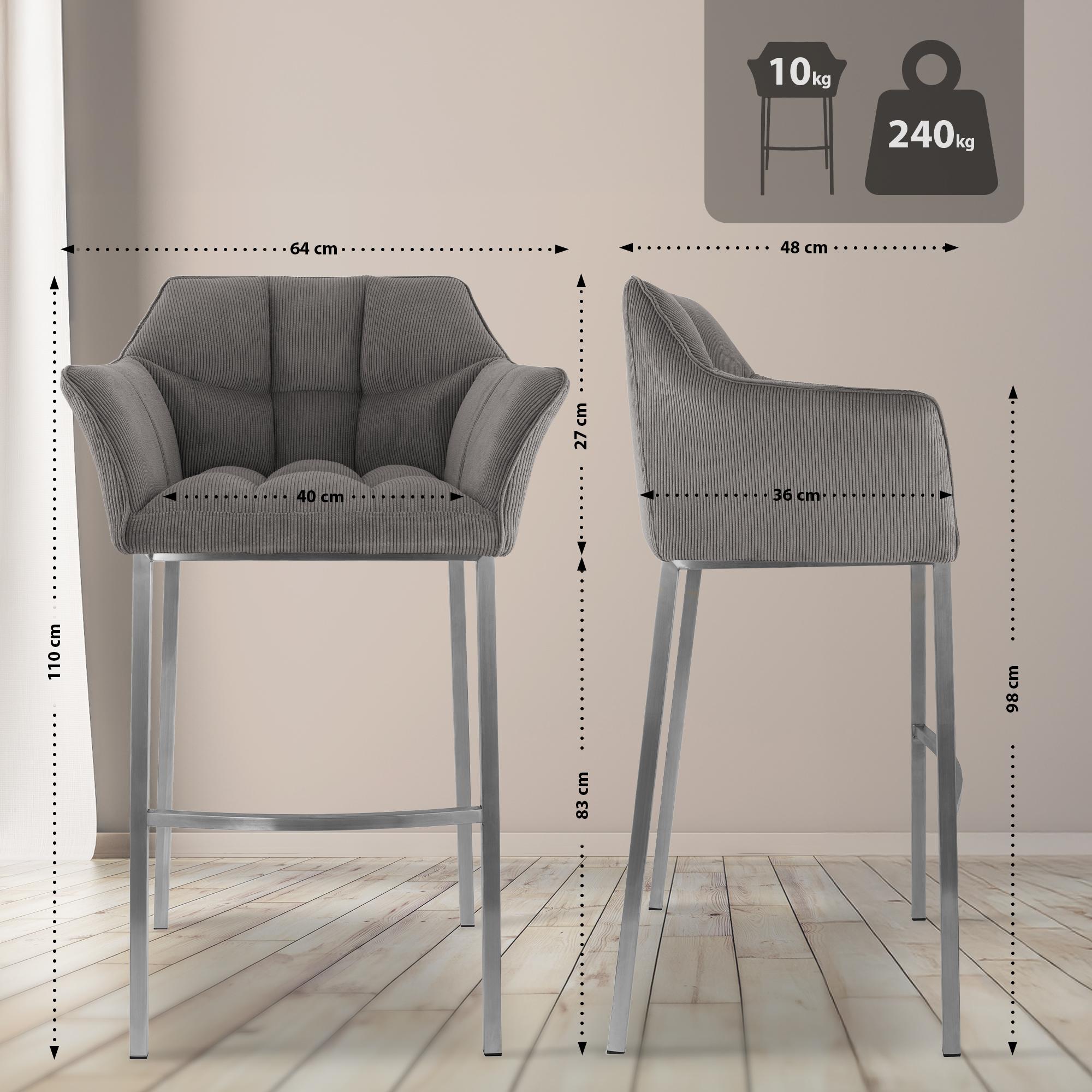 Barkruk Damaso Cord met Vierpootsframe