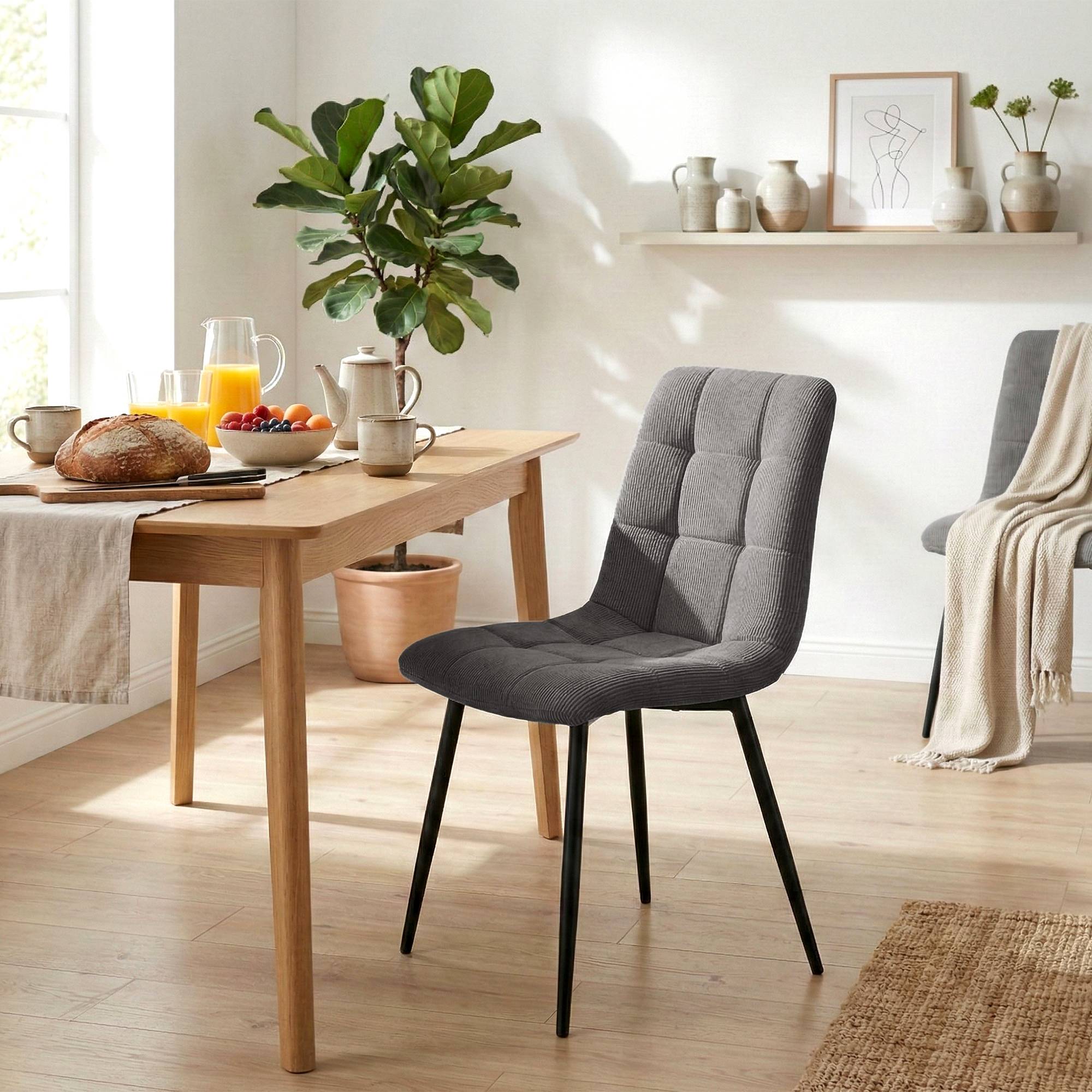 Set van 2 eetkamerstoelen Antibes ribstof