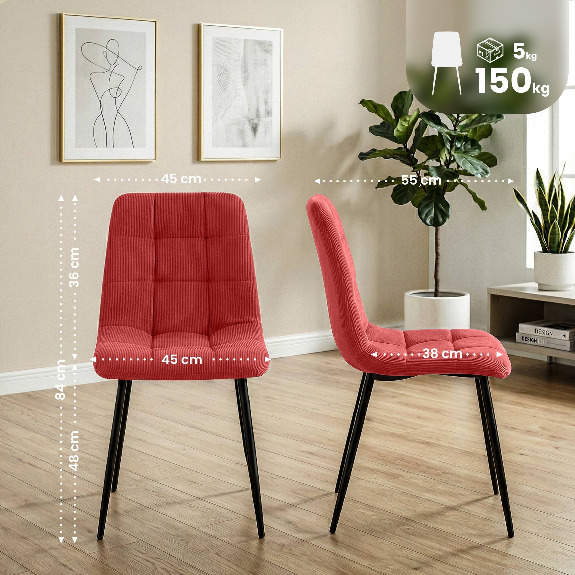 Set van 2 eetkamerstoelen Antibes ribstof