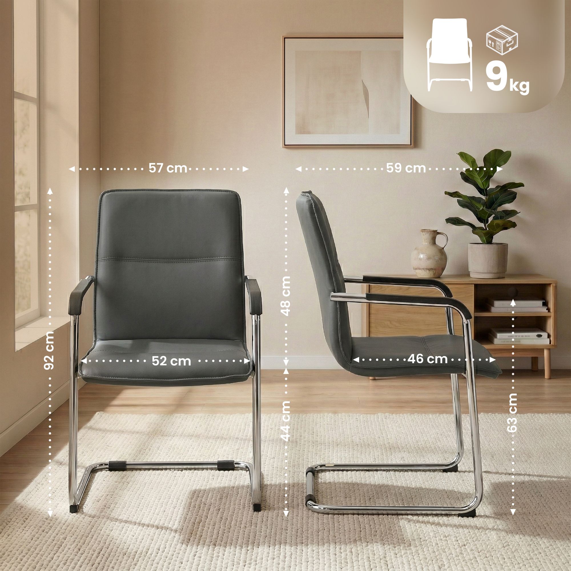 2-delige set sledestoelen Seattle van kunstleer