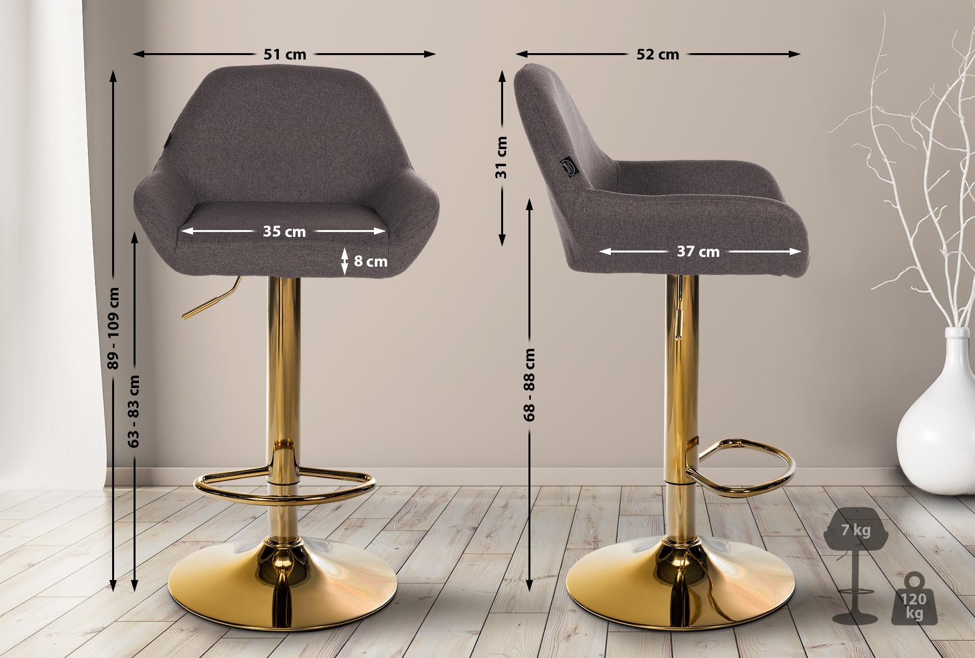 Set van 2 barkrukken Braga Gold stof