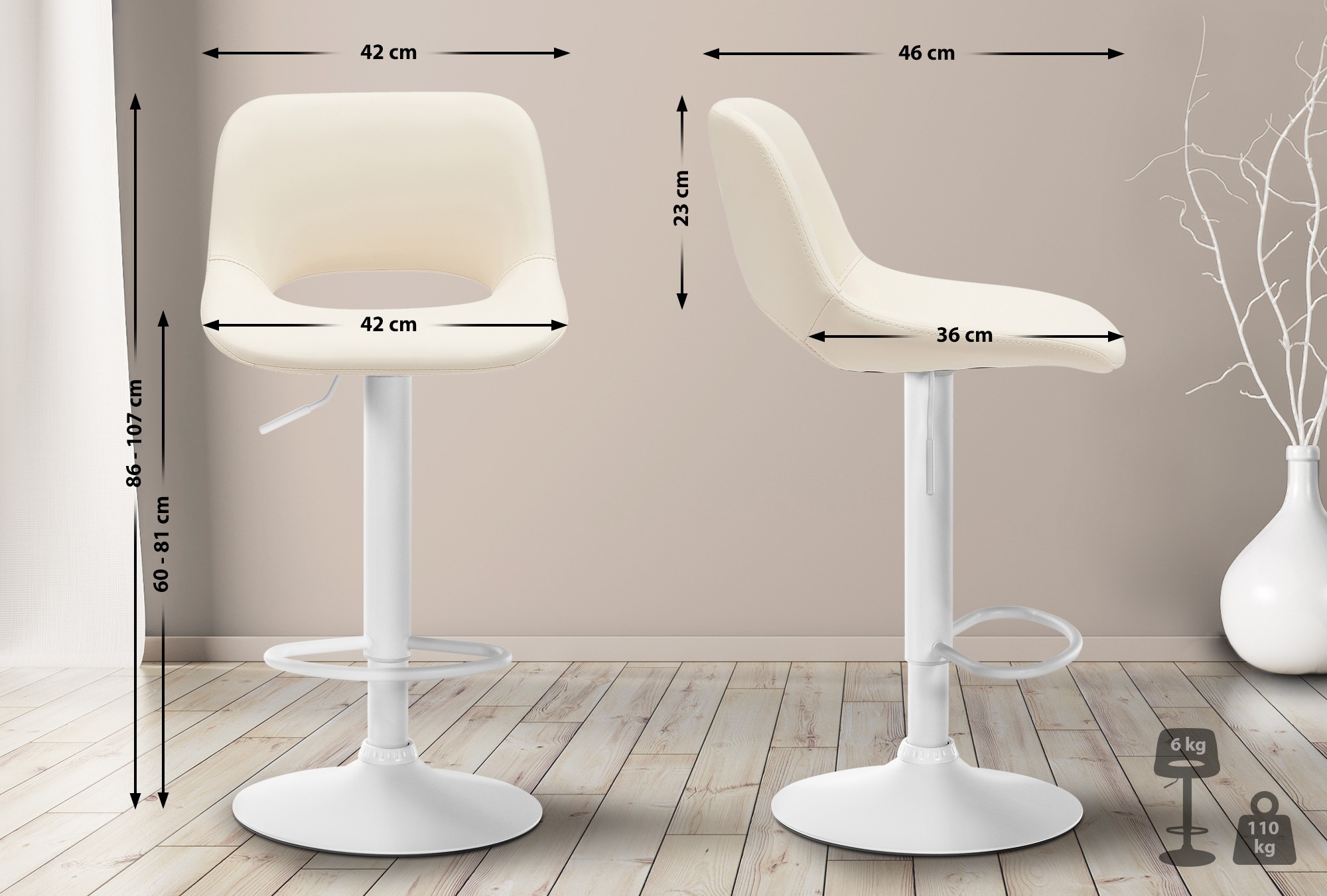 Set van 2 barkrukken Camden kunstleer