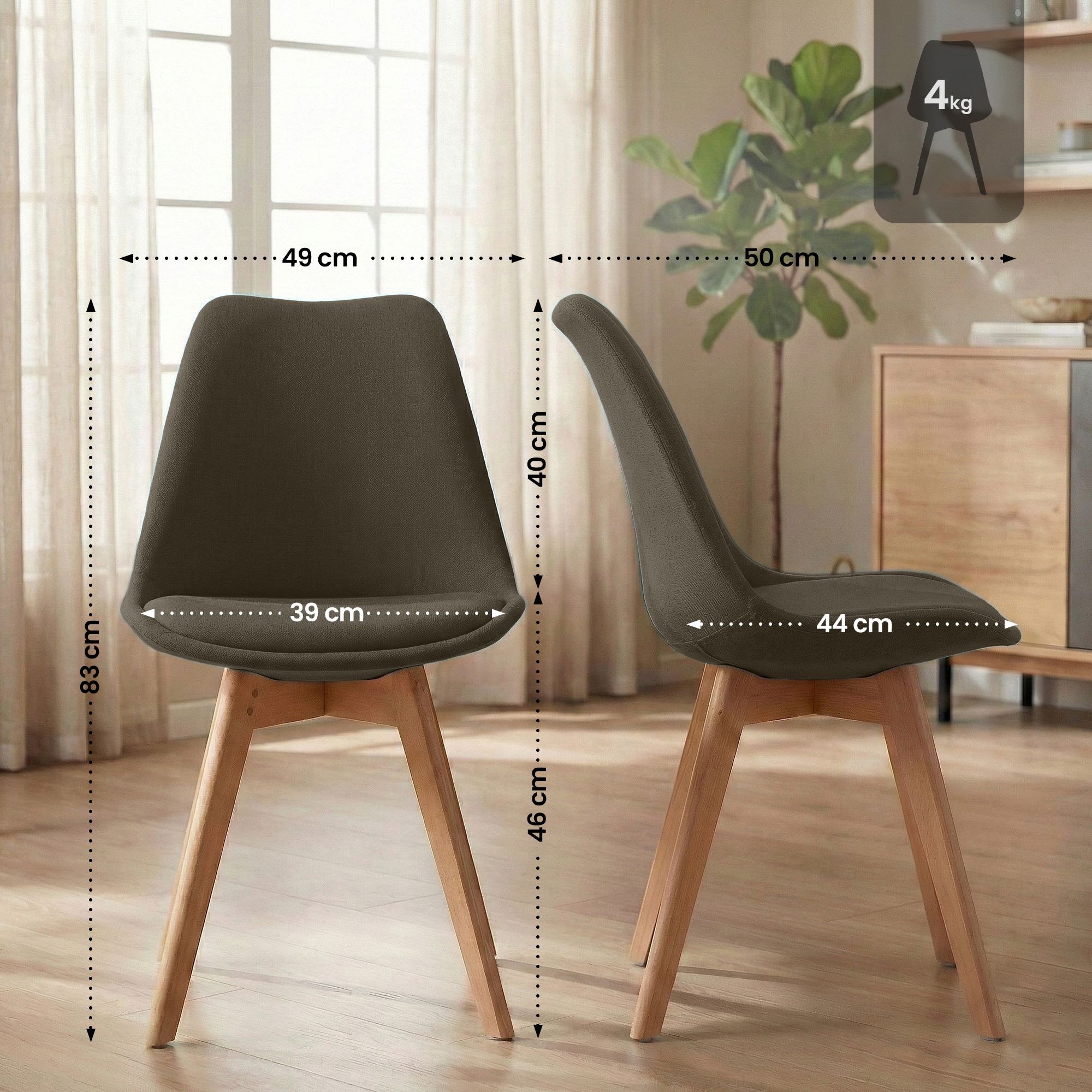 4-delige set Linares eetkamerstoelen