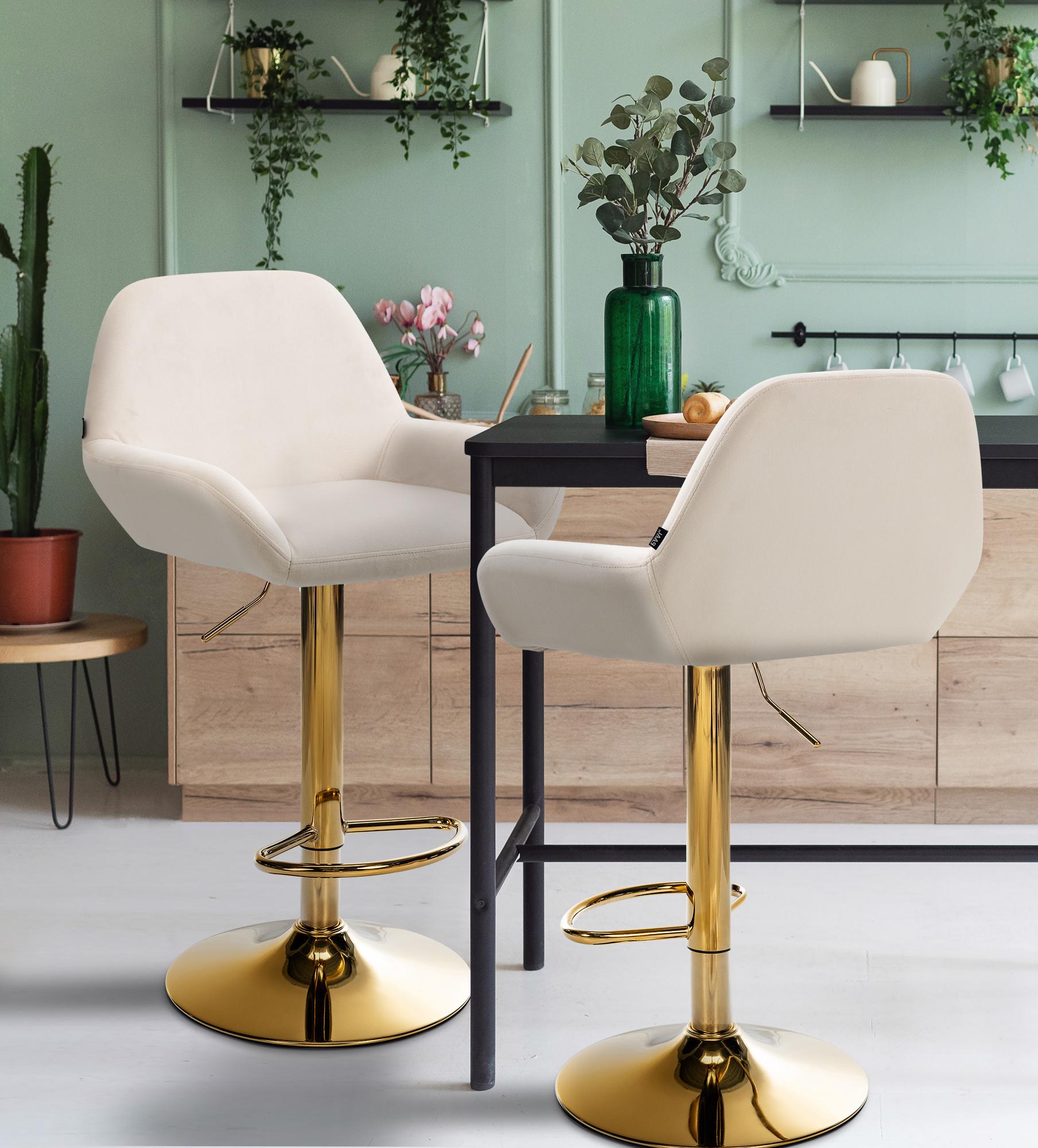 Set van 2 barkrukken Braga goud fluweel